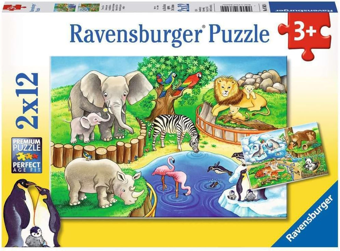 Ravensburger Puzzel voor kinderen - 07602 Dieren in de dierentuin - Puzzel voor kinderen vanaf 3 jaar, met 2X12 stukjes Puzzel Naty Shop Standaard titel