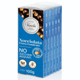 Venchi - Pak van 6 pure chocoladerepen met hazelnoten, 600g - Geen toegevoegde suikers - Geen kunstmatige zoetstoffen - Glutenvrij - Veganistisch - Cadeauidee