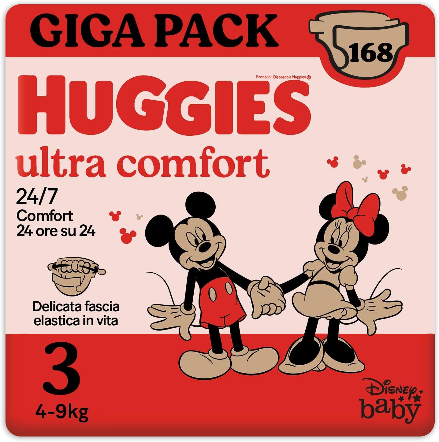 Huggies Ultra Comfort luiers, maat 3 (4-9 kg), Disney design, 168 stuks