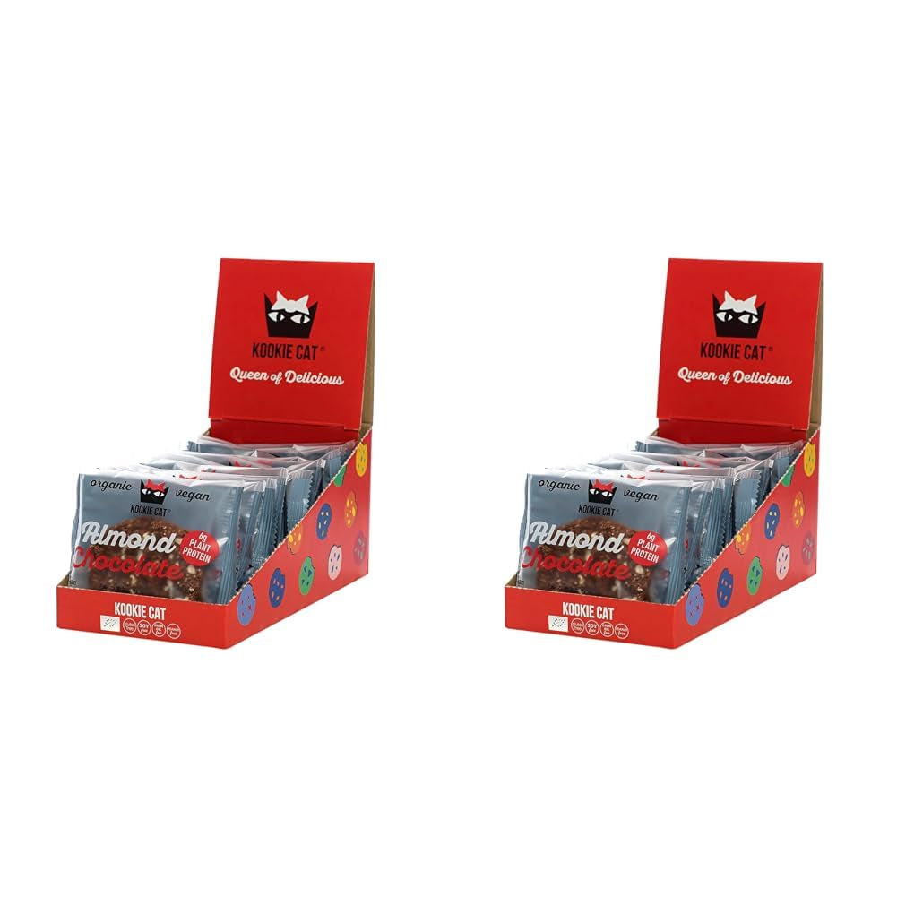 Amandel & Chocolade - Individueel Verpakte Veganistische Koekjes, Glutenvrij, Sojavrij, Biologisch, Amandel & Haver - 12 x 50g Multipack (Pak van 2)