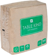 Tafelsoort | 100 stuks bulkverpakking Zacht gerecycled papier Servetten Bruin Wegwerpfeestservetten Geschikt voor dagelijks gebruik Milieuvriendelijk Kraft Ongebleekt Composteerbaar Gemaakt in de EU 2-laags 33 cm