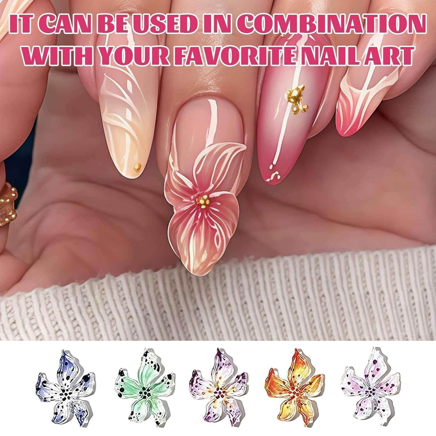 50 stuks 3D Blume Nail Charms Set, Bunte Nageldesign Zubehör, Nägel Charms en Nagel Art Charms, Perfect voor Nailart, Nageldecoratie en DIY Nageldesign