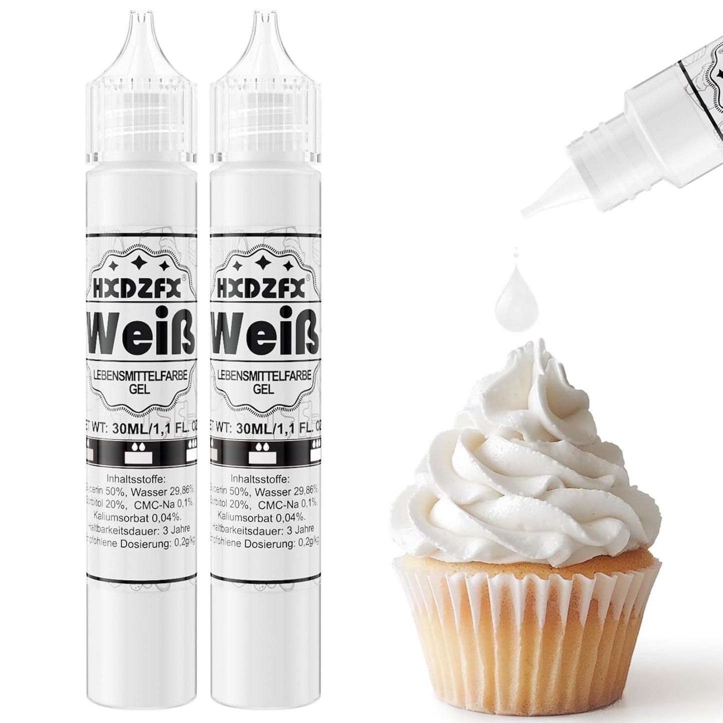 Gelvoedselkleuring - HXDZFX 2×30ml, suikervrije voedselkleuring, sterk geconcentreerd, voor het versieren van taarten, witte fondant, bitterkoekjes, koekjes, bakken, paaseieren, slijm (druivenpaars)