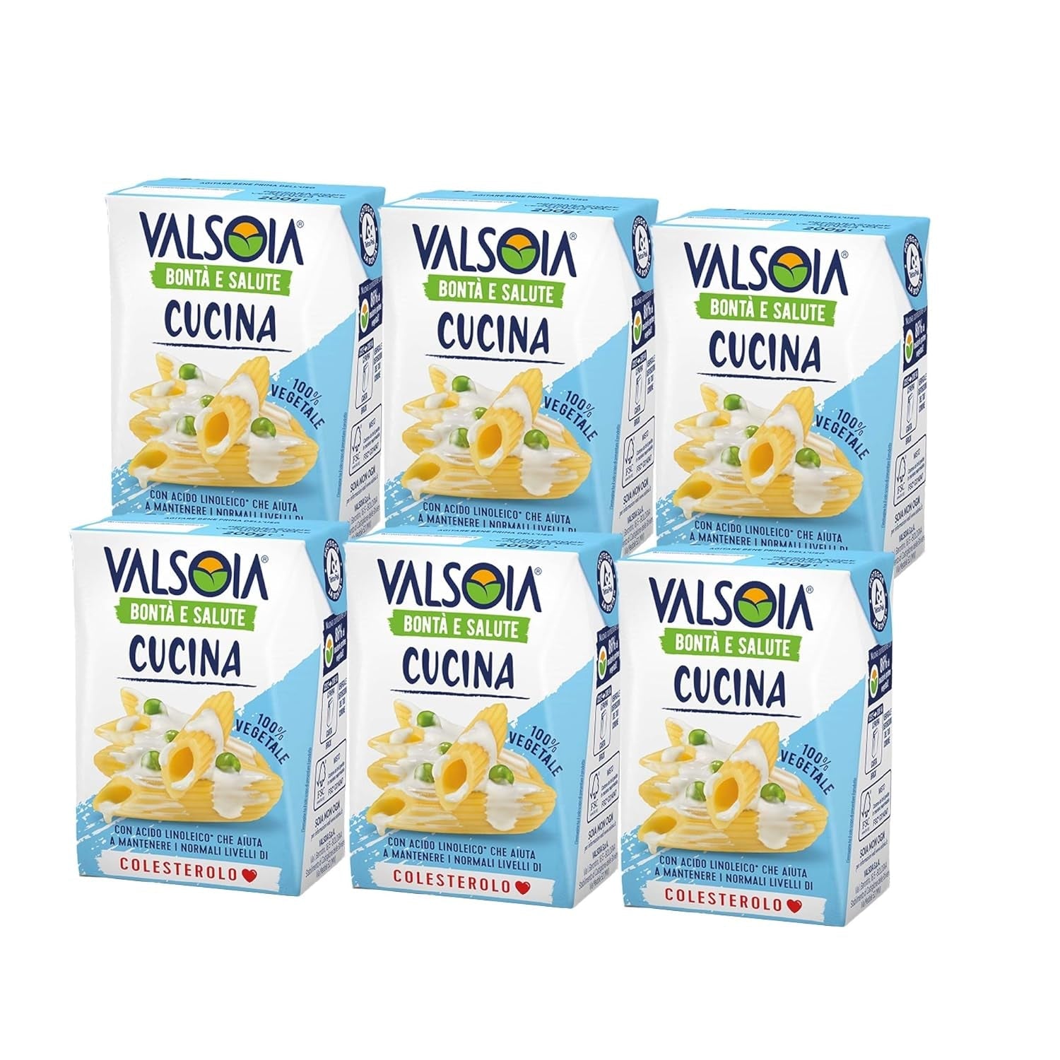Condisoia crème, ideale kookroom voor mensen met lactose-intolerantie, veganisten en vegetariërs, veelzijdig in de keuken, 6 x 200 g