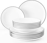 Seltmann Weiden serviesset 001.737148 Lido - 6 dinerborden + 6 onderborden - 12 delig - Black Line