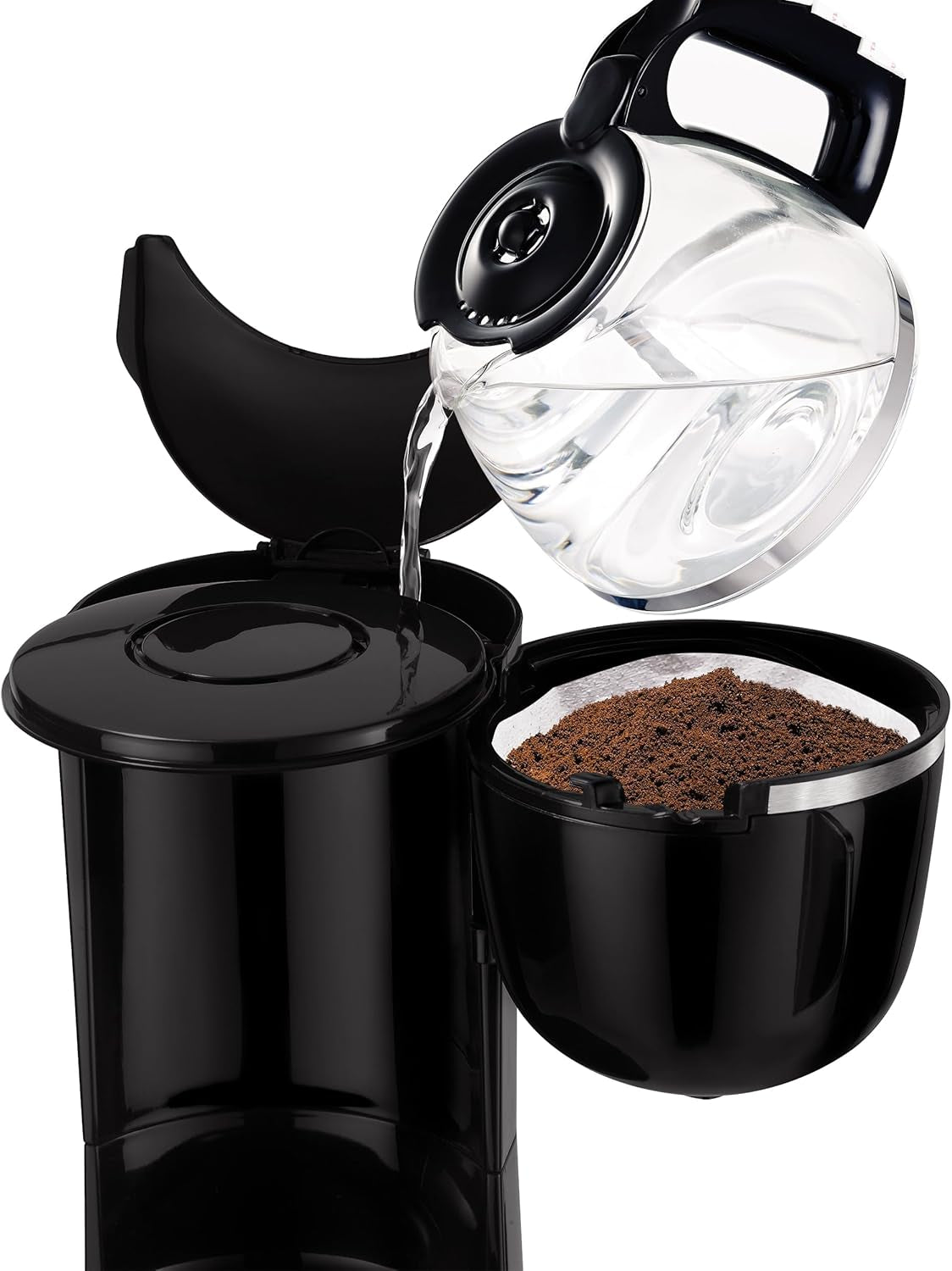 Tefal CM3408 Glazen mini-koffiezetapparaat (600 W, 6 kopjes) zwart/roestvrij staal, CM340811