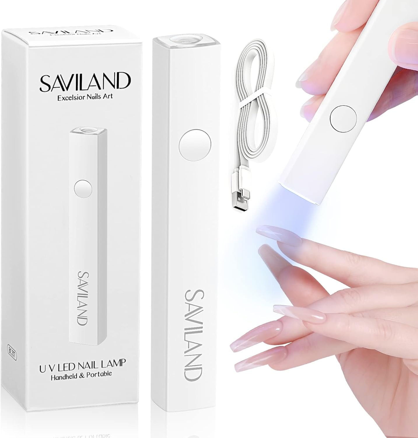 Saviland UV-lamp voor gelnagels: Mini U V-lamp voor nagelsSchützen Sie Die Haut Wiederaufladbar Klein LED Nagellack Trocknergerät Für Nagellack Aufbaugel Nail Tips Nagelkleber Geschenken voor Frauen