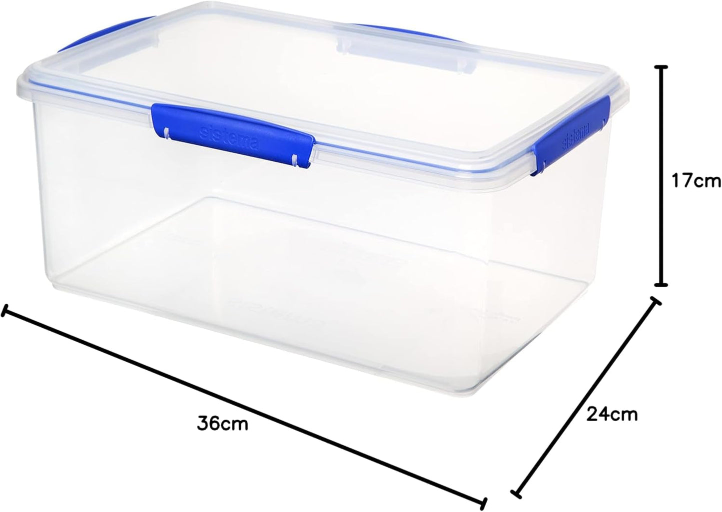 Pot voor voedselopslag KLIP IT Systeem | 9,67 liter | stapelbare en luchtdichte voorraadpot met deksel, geschikt voor koelkast/vriezer | BPA-vrij kunststof | blauwe clips | 1 stuk (pak van 4) Naty Shop voedselbewaardozen