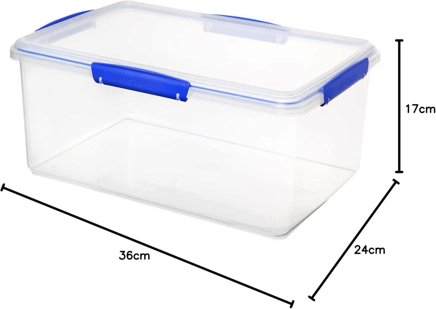 Pot voor voedselopslag KLIP IT Systeem | 9,67 liter | stapelbare en luchtdichte voorraadpot met deksel, geschikt voor koelkast/vriezer | BPA-vrij kunststof | blauwe clips | 1 stuk (pak van 4) Naty Shop voedselbewaardozen
