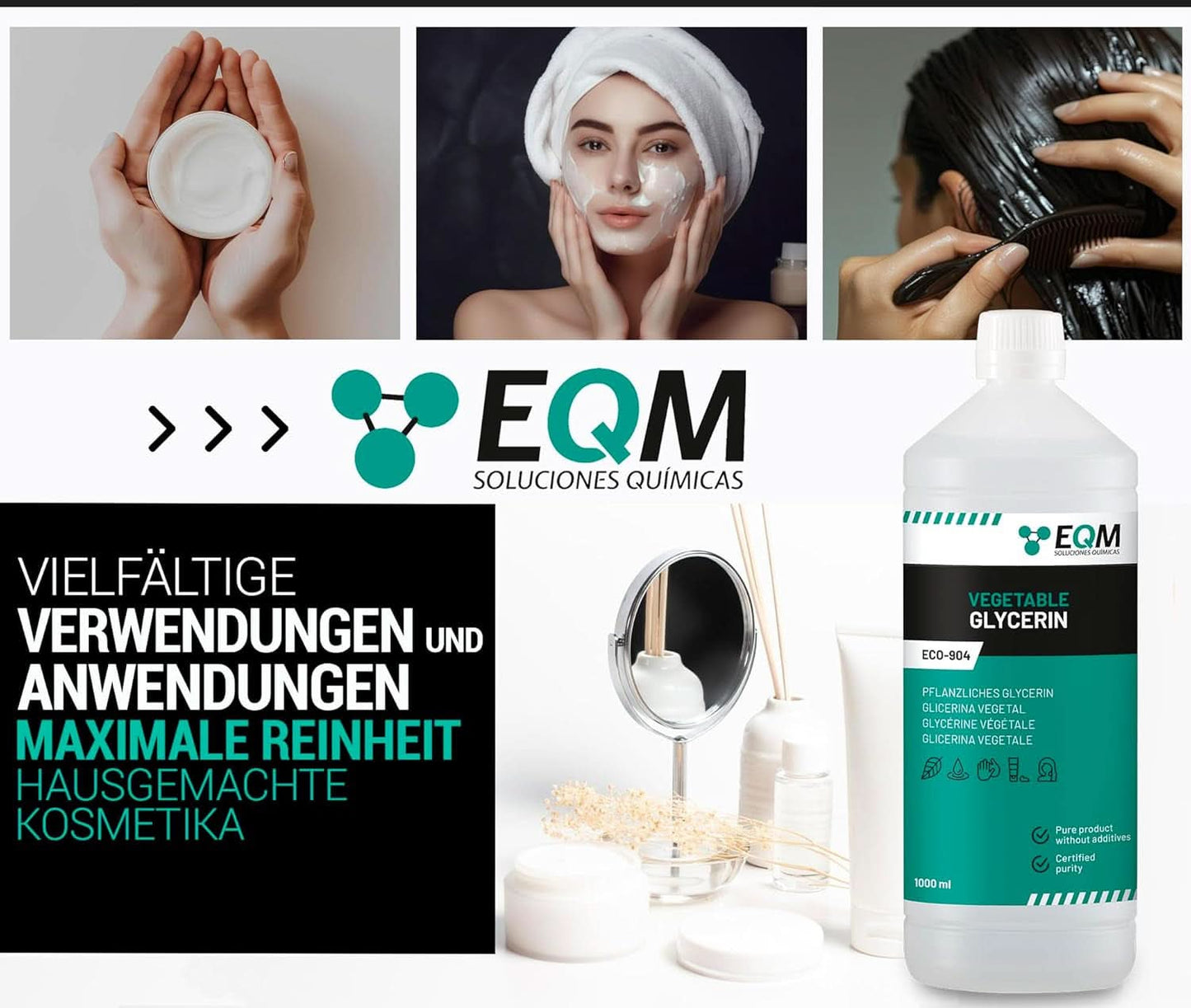 Plantaardige glycerine, 100% natuurlijk, natuurlijke vochtinbrengende crème voor haar en huid, ideaal voor zepen, shampoos, crèmes, 1 liter Douche en bad Naty Shop