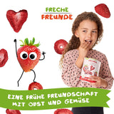 FRECHE FREUNDE Biologische aardbeienfruitchips, gevriesdroogde fruitchips, natuurlijk gesneden gedroogd fruit zonder toegevoegde suiker, veganistisch, lactosevrij, glutenvrij, verpakking van 12 (12 x 12 g)