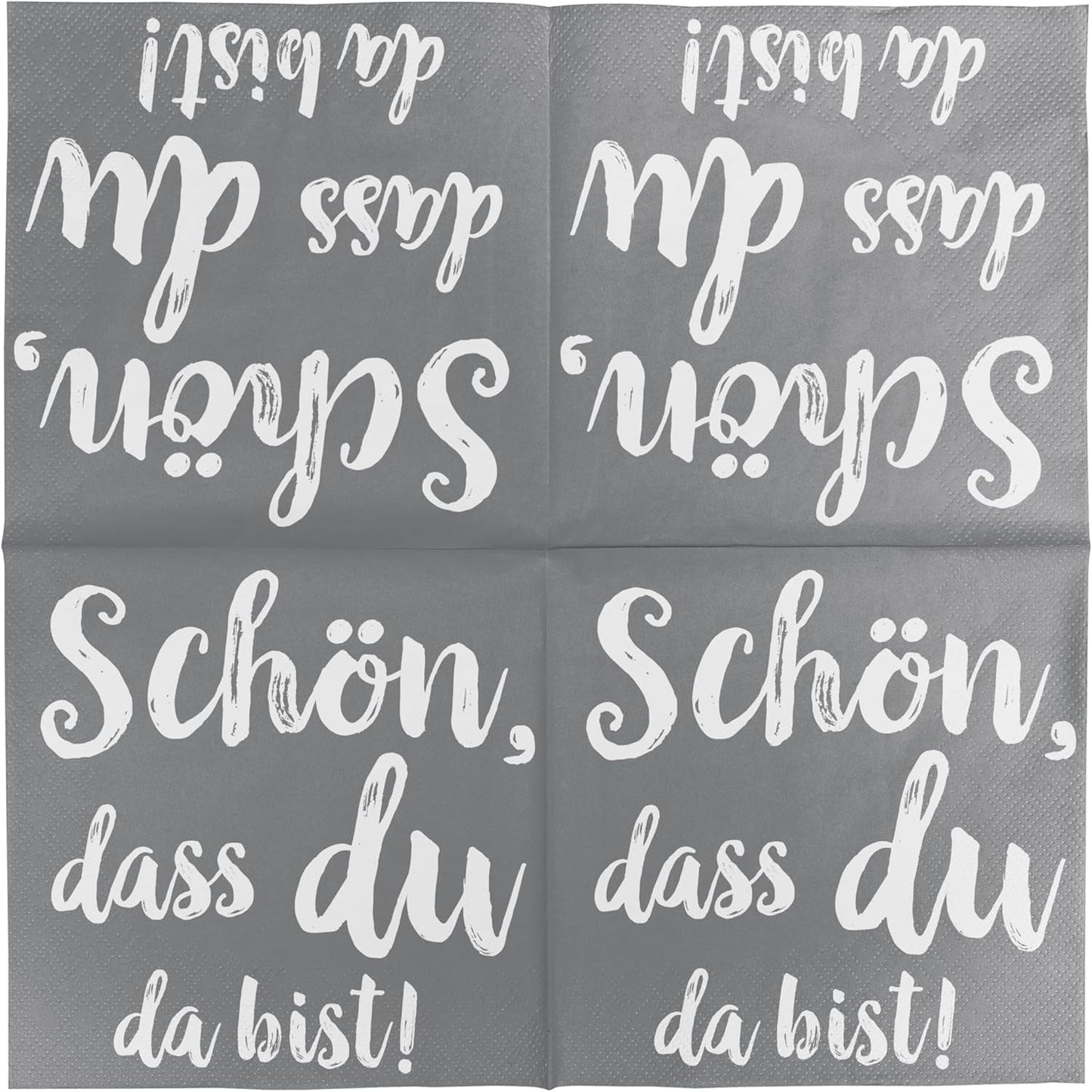HEKU Cocktailservetten 'Schön Dass Du Da Bist', 3 lagen, 25X25Cm, 150 stuks I Elegant design I Ideaal voor feesten I Praktisch verpakt