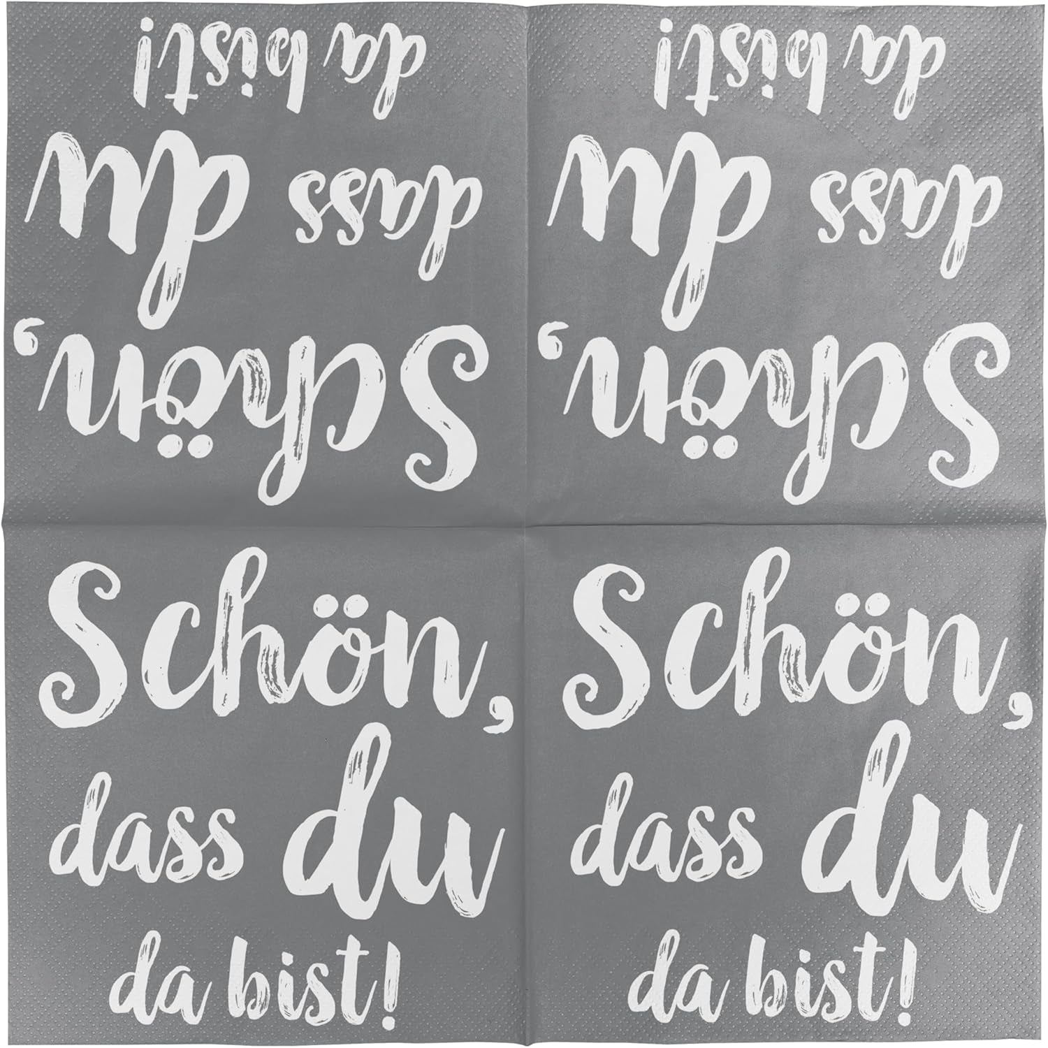 HEKU Cocktailservetten 'Schön Dass Du Da Bist', 3 lagen, 25X25Cm, 150 stuks I Elegant design I Ideaal voor feesten I Praktisch verpakt