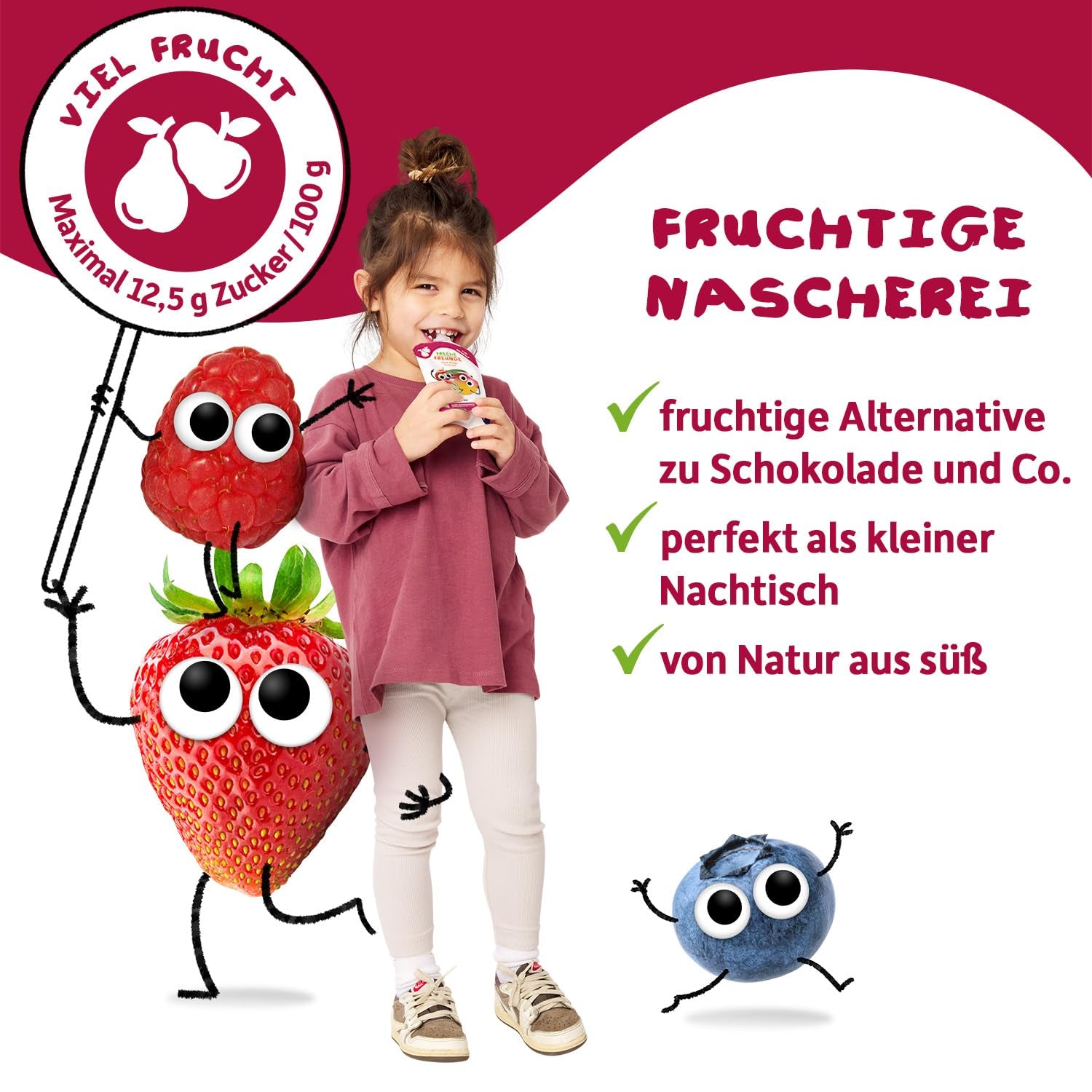 FRECHE FREUNDE Bio Quetschie Appel, Birne & Maracuja, Fruchtmus mit Obst im Quetschbeutel voor baby's vanaf 6 maanden, veganistisch, 6er-pakket (6 x 100 g)