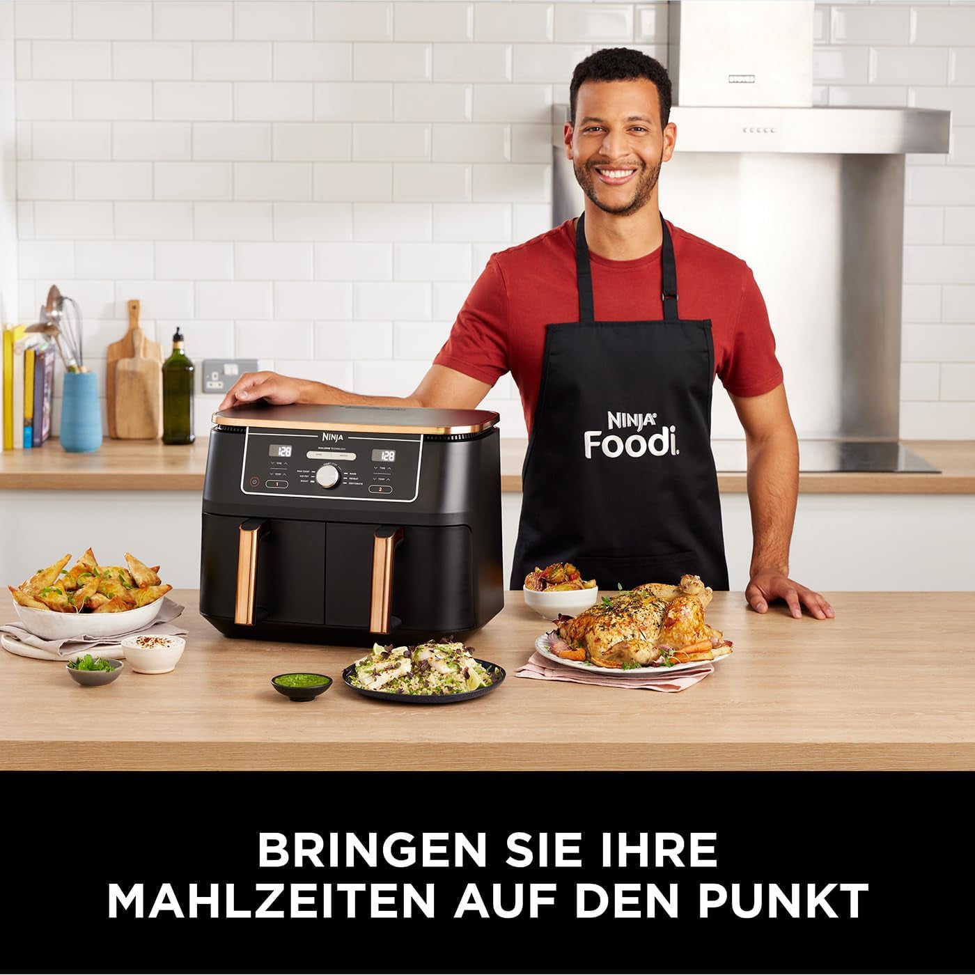 Ninja Foodi AF400EUCP MAX luchtfriteuse met twee zones, heteluchtfriteuse van 9,5 liter, 2 compartimenten, met tang, antiaanbaklaag Huishoudelijke apparaten Naty Shop