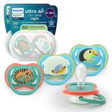 Philips AVENT ultra air-fopspenen - verpakking van 4 BPA-vrije, ademende fopspenen voor baby's van 6-18 maanden, inclusief draagtas en sterilisatie, schildpad-/walvispatroon (model SCF085/66)