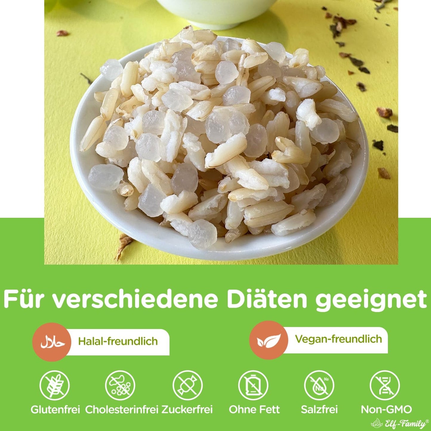 Elf-Family Konjak Reis Thai Brauner Shirataki Bowl -[Diätbox voor 1 Wo.] - Instant Jasmin Reis - Fertiggerichte voor Mikrowelle - Natürlich Superfoods Mikronährstoffe - Vegan/Low Carb/Fettfrei- 6er Box