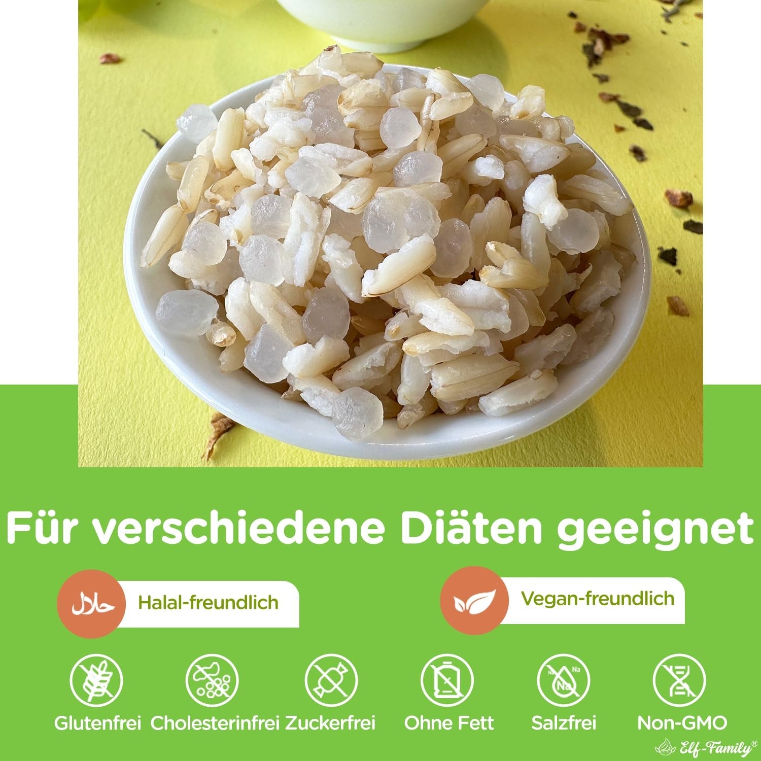 Elf-Family Konjak Reis Thai Brauner Shirataki Bowl -[Diätbox voor 1 Wo.] - Instant Jasmin Reis - Fertiggerichte voor Mikrowelle - Natürlich Superfoods Mikronährstoffe - Vegan/Low Carb/Fettfrei- 6er Box