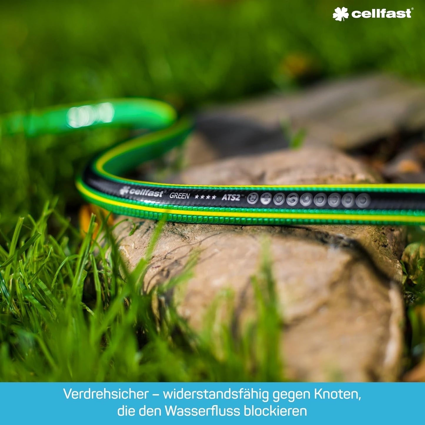CELLFAST Tuinslang 5-laags waterslang dubbel gevlochten grensoverschrijdende irrigatieslang UV-bestendig anti-algen flexibel 30 bar 3,4 inch 50 meter groen