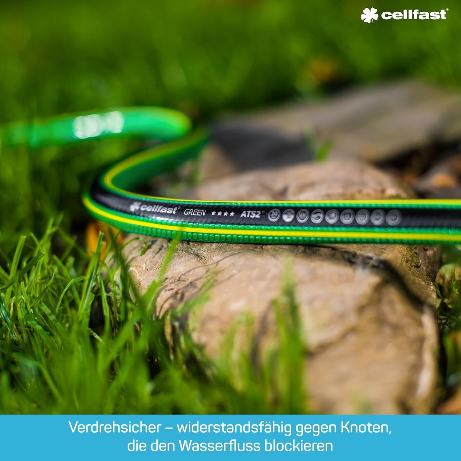 CELLFAST Tuinslang 5-laags waterslang dubbel gevlochten grensoverschrijdende irrigatieslang UV-bestendig anti-algen flexibel 30 bar 3,4 inch 50 meter groen