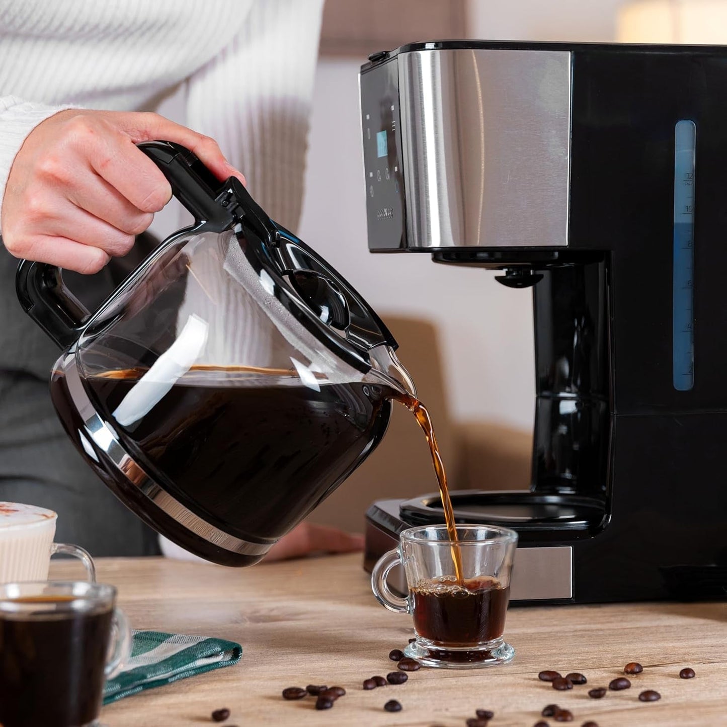 Espresso met filter Cecotec Coffee 66 Drop and Touch, vermogen 950 W, 1,5 L, 12 kopjes, touchscreen, glazen karaf, 24-uurs timer, 6 schakelaars, herbruikbaar gaasfilter