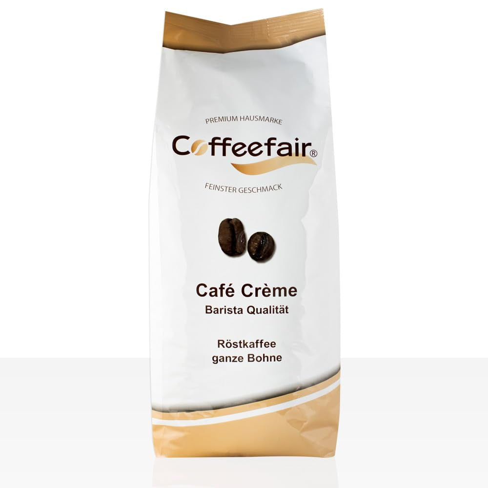 Coffeefair Cafe Creme Kaffeebohnen in Barista Qualität - 1kg voor Kaffeevollautomaten, Mischbohne voor Kaffee of Espresso gebruiktbar, schonende Trommelröstung