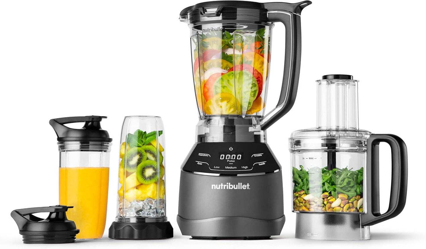 Nutribullet Full Size Blender, Elektrische Mixer, Multifunctionele Stabmixer, Professioneller Mixer, 1000 Watt Leistung, 1.6L Becher, Grau, NBF450DG Keuken Naty Shop Schwarz 1500 Watt