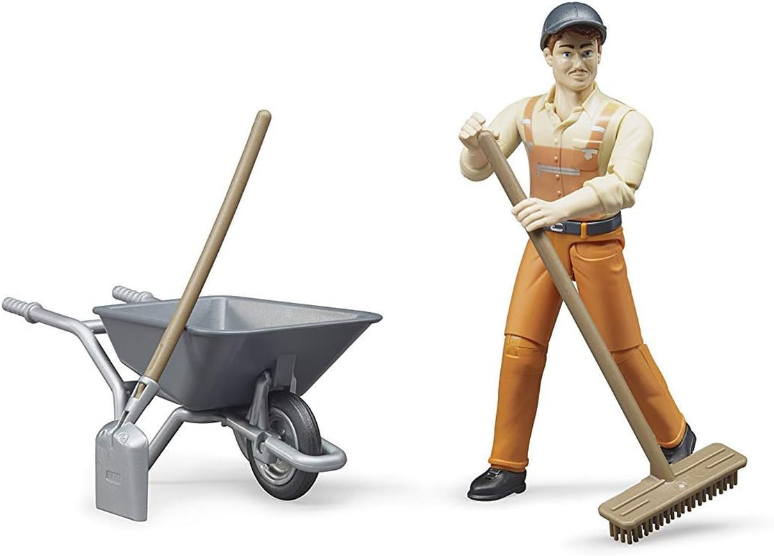 Bruder 62130 - Bworld figurenset gemeentelijke arbeider - speelgoedfiguur op schaal 1:16, bouwvoertuig, bouwvakker, boerderij, man Actiefiguren Naty Shop
