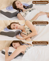 Nekpijnkussen, ergonomisch orthopedisch nekkussen, zijrug buikkussen van memory foam, anti-snurkkussen voor mannen vrouwen (62 * 34,5 * 12/8CM) Cervicale orthopedische kussens Naty Shop