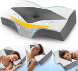 Nekkussen van traagschuim Ergonomisch orthopedisch kussen voor nek- en schouderpijn - Verkoelend slaapkussen voor zij-, rug- en buikslapers met neksteun Cervicale orthopedische kussens Naty Shop 03-grijs (63,5 cm * 40,6 cm * 10,7/13,2 cm) 03-tarwe (63,5 cm * 40,6 cm * 10,7/13,2 cm)