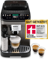 De'Longhi Magnifica Evo Next - Perfetto volautomatische espressomachine met LatteCrema melkopschuimer, 13 One-Touch-drankjes, koffie- en cappuccinomaker, kleurentouchscreen, titanium (ECAM312.80.TB)
