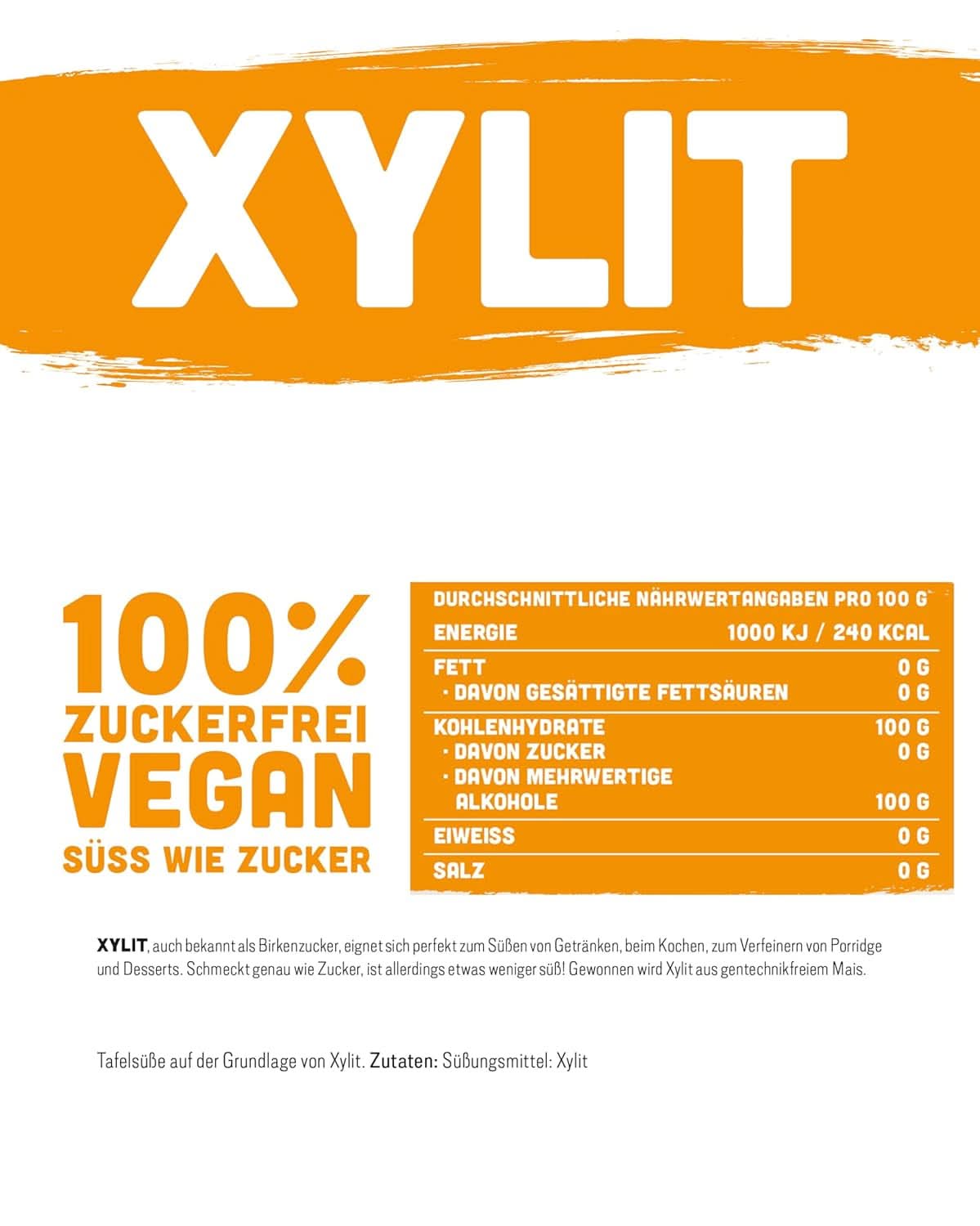 Premium xylitol met zoetkracht 1:1 vergeleken met suiker, 1kg Zoetstoffen Naty Shop