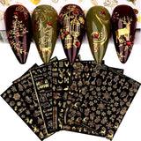 9 Blatt Nagelsticker Weihnachten Nagelaufkleber Selbstklebend Weiß Rentier Schneemann Nail Art Sticker Decoratie Nageldesign Zubehör