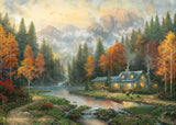 Schmidt Spiele 58784 Thomas Kinkade, Avond aan het Herfstmeer, puzzel 1000 stukjes, kleurrijke puzzel Naty Shop