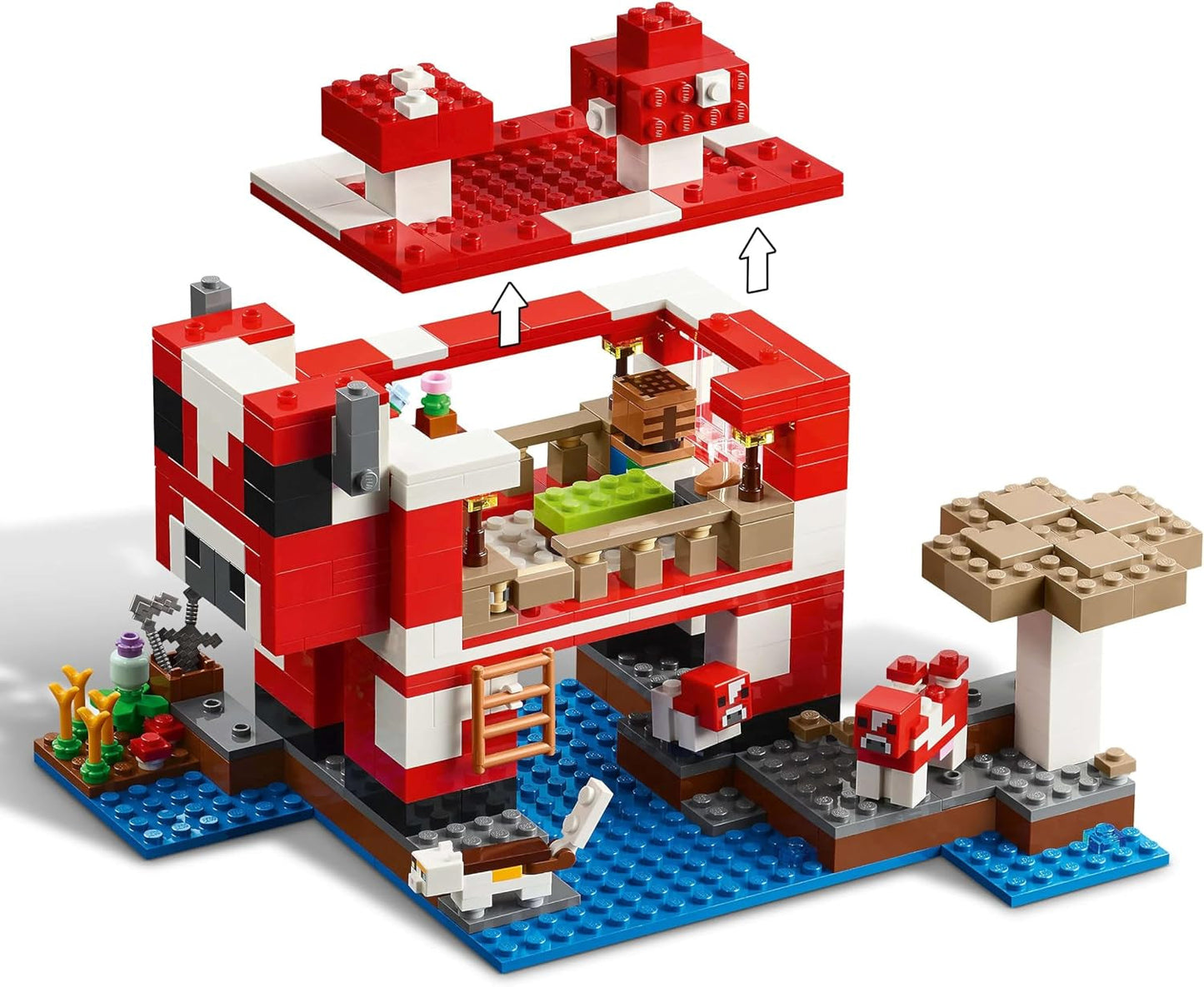 LEGO Minecraft The Mushroom Cow House Videogame Bouwspeelgoed Mushroom Land-model met minifiguren Steve en andere personages Speelset voor jongens en meisjes vanaf 8 jaar 21270 Bouwsets Beuche bij LEGO-Store