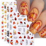 JMEOWIO Nagelsticker Herbst 9 Blatt Nail Art Sticker Selbstklebend Nagelaufkleber Kürbis Ahornblatt Erntedankfest Decoratie Nageldesign Zubehör