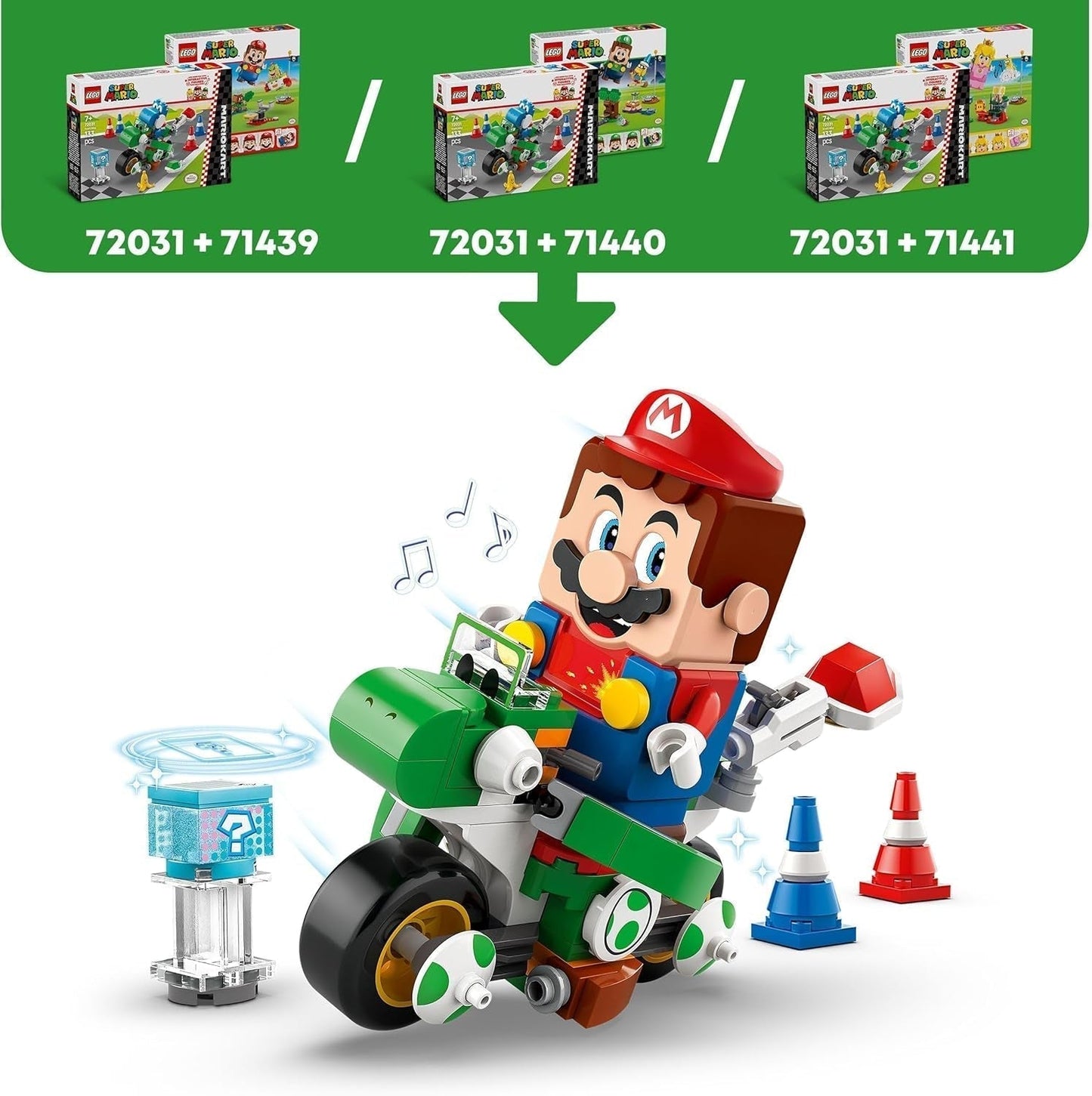 LEGO Super Mario: Mario Kart - Yoshi Bike, Nintendo Adventure Collectible Set, Cadeau voor kinderen, jongens, meisjes en gamers vanaf 7 jaar, Yoshi Figure Collection Set 72031 Bouwsets Besuche in LEGO-Store