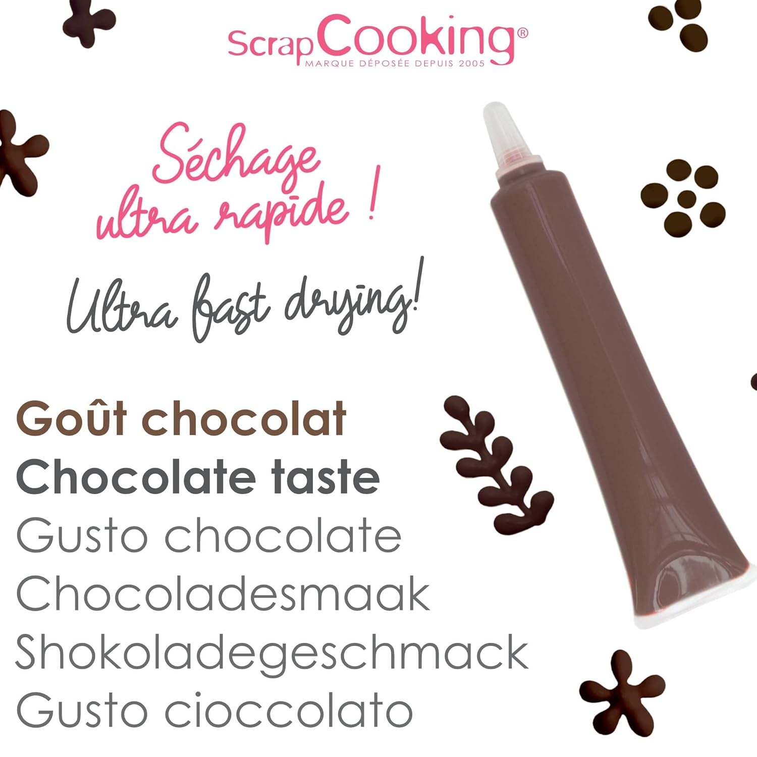 Scrapcooking - Bruine chocoladepen - Chocolade schrijfsuiker 25 g - Eetbare decoratieve suikerpen - Schrijven en tekenen - Etikettering van fondant, glazuur, cakes - 6801