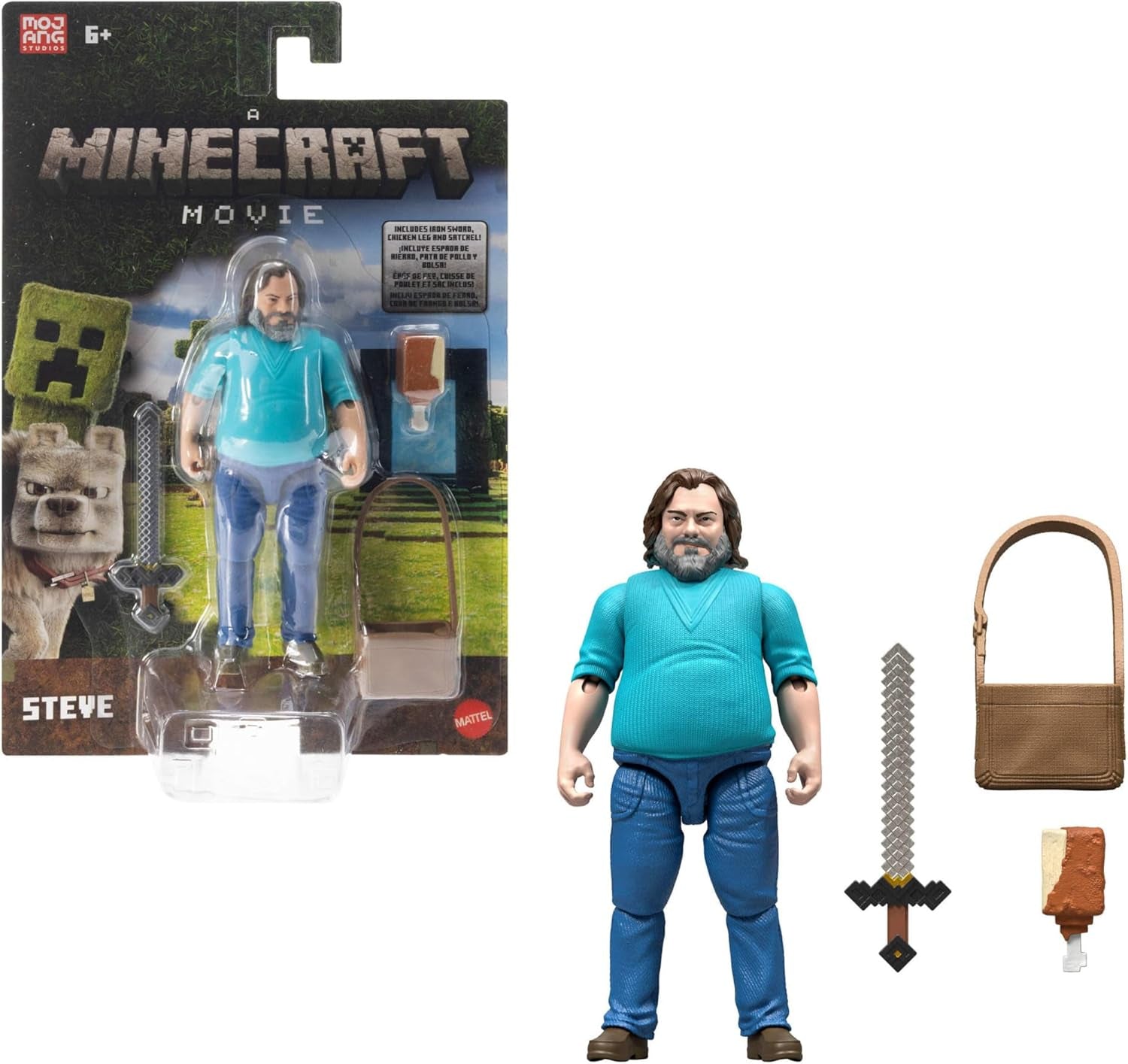 Mattel Minecraft-verhaalset met 4 actiefiguren en 3 accessoires Ontmoetingen in de bovenwereldset Minecraft-filmgeïnspireerd verzamelspeelgoed JFR70 Actiefiguren Naty Shop Steve met accessoireset