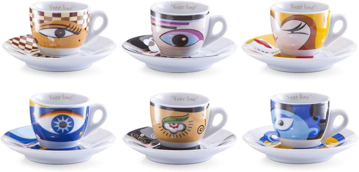 Zeller 26510 Espressokopjesset, 12-delig, Magic Eyes, wit