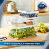 CARE + PROTECT Slimme voedselcontainer, perfect stapelbaar, koelkastorganizer, beschermt voedsel tegen vocht, houdt voedsel langer vers, 2,15 l Voedselbewaardozen Naty Shop