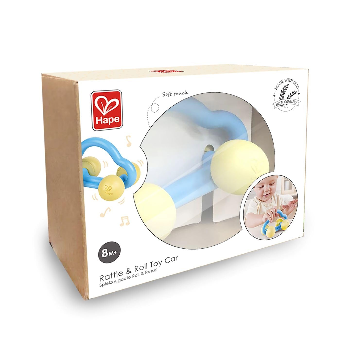 Hape Roll & Rammelaar Speelgoedauto, Babyspeeltje Bebe Naty Shop Speelgoed