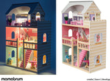 A405 LED-verlicht poppenhuis - 3 verdiepingen en meubelset - Houten speelhuis inclusief accessoires: keuken, badkamer, slaapkamer - Cadeau voor meisjes vanaf 3 jaar Poppenhuizen Naty Shop