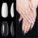 200 stuks valse nageltips 10 maten acryl kunstnagels met nagelriemschuiver en doorzichtige doos voor vrouwen en meisjes (natuurlijk en transparant)