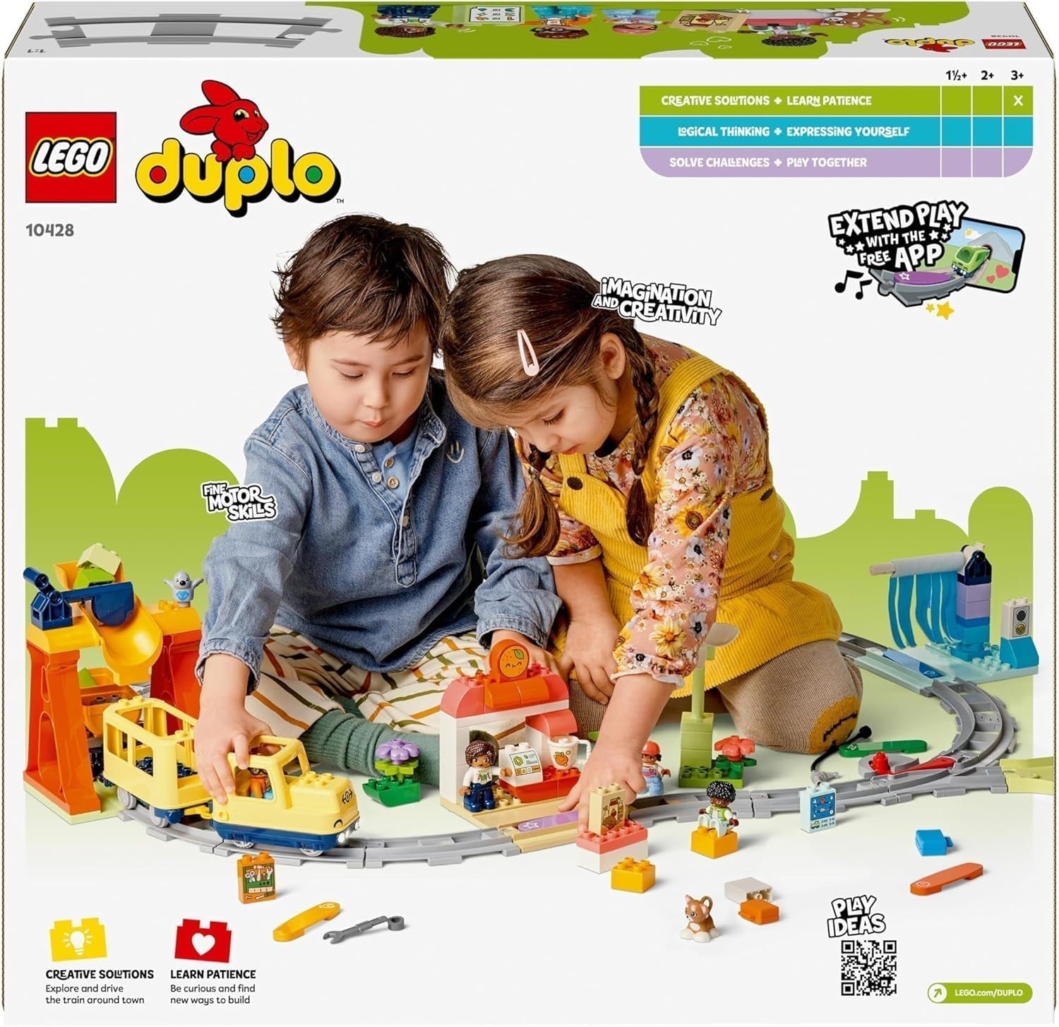LEGO DUPLO Grote interactieve spoorbaan, bouwspeelgoed voor peuters vanaf 3 jaar, Push & Go-locomotief met licht en geluid, baanonderdelen, educatief speelgoed voor kleuters 10428 Bouwsets Beuche bij LEGO-Store