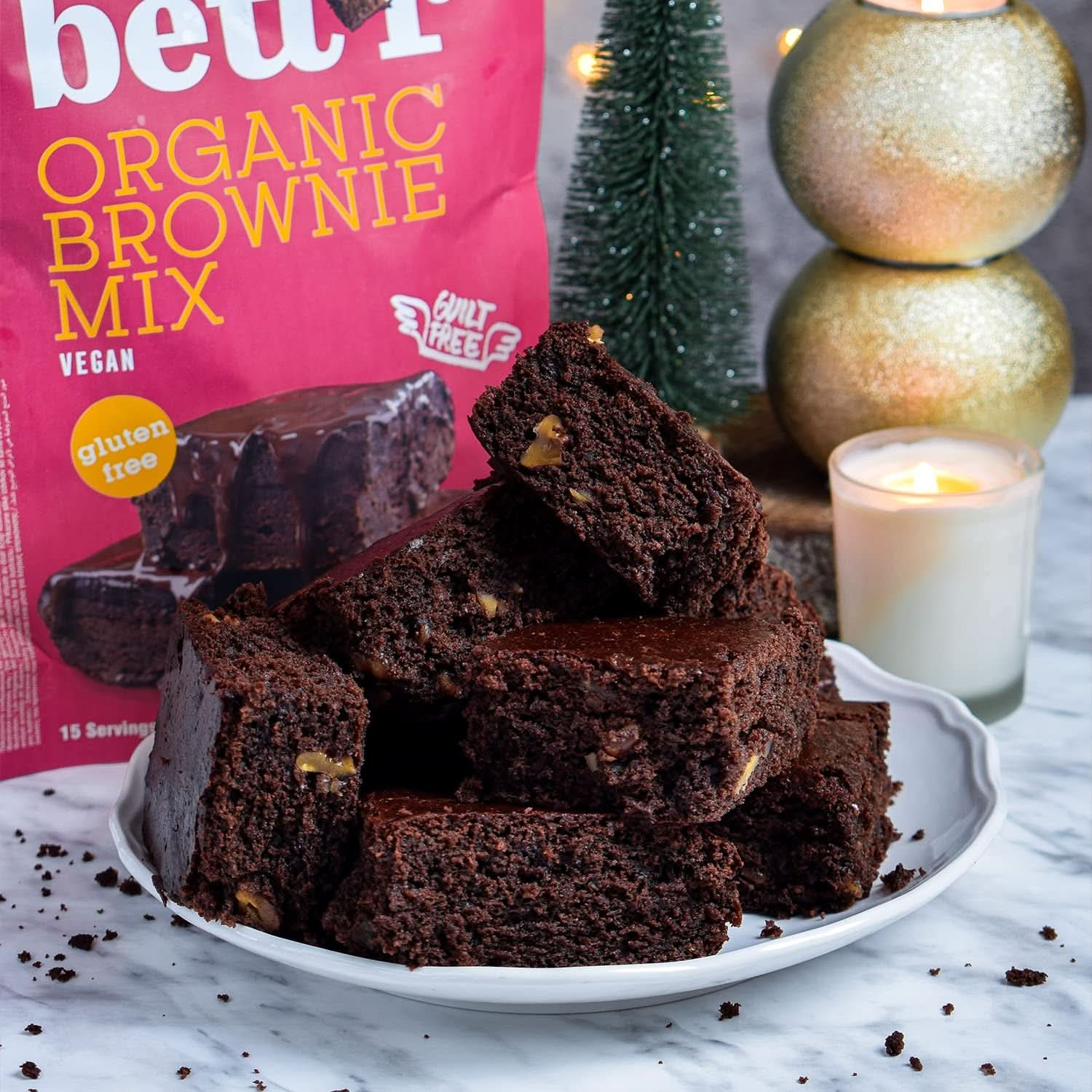 Bettr Organic Brownie Mix - Biologische, vegan en glutenvrije brownies met rijke cacaosmaak, 6 x 400 gram Kitchen Naty Shop