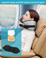 Vliegtuig nekkussen, traagschuim reiskussen, nekkussen voor volwassenen, verstelbaar wasbaar vliegtuigkussen, ergonomisch reiskussen (grijs) Cervicale orthopedische kussens Naty Shop