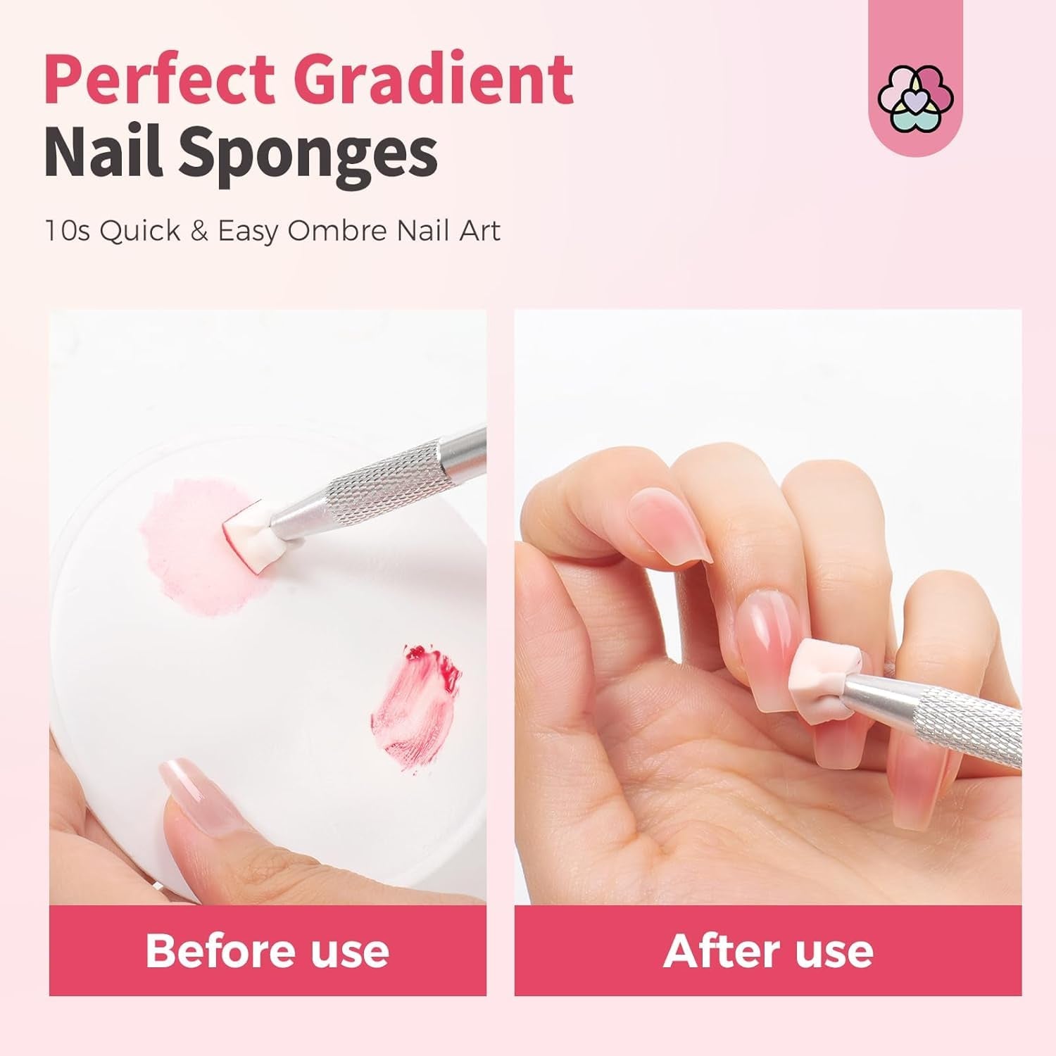 125 Nail Art Schwämme en 4 Krallen Nail Sponge Metallgreifer Für Ombre en Gradient Nageldesign, Nagelkunst-Schwamm Pinsel, Maniküre Zubehör Für Nägel, Nail Art Schwämme Für Babyboomer Effekte DIY