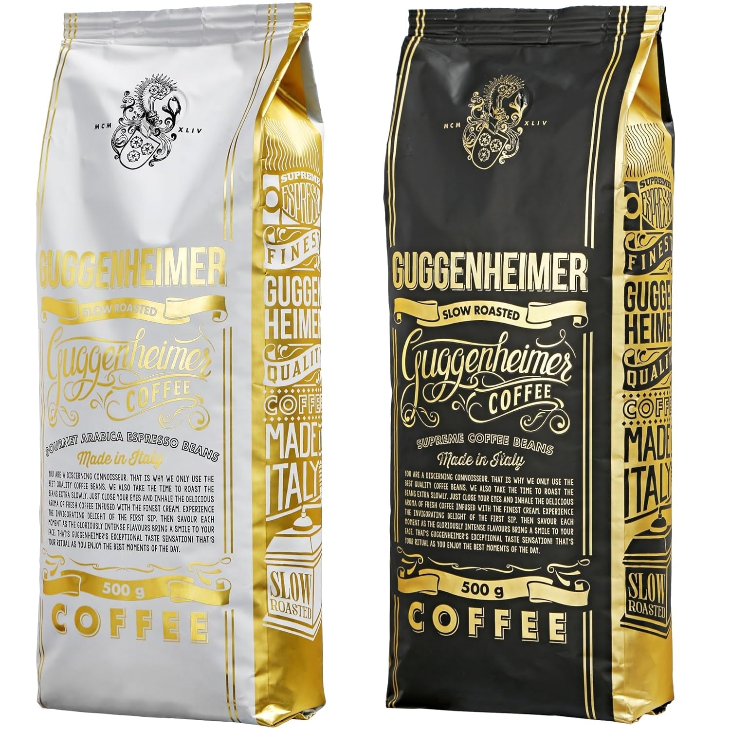 | Proefpakket koffiebonen 1 kg | Supreme 500g en Gourmet Arabica 500g | Lage zuurgraad | Fijne crème | De beste espresso voor volautomaten | Koffie proefset