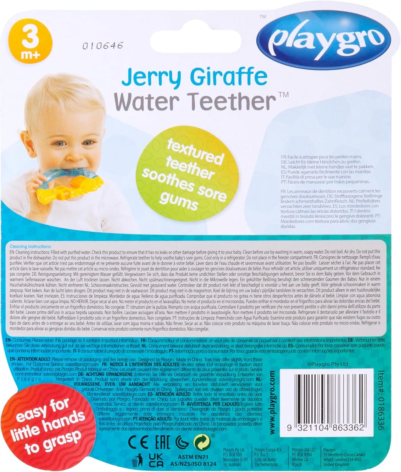 Playgro Jerry Giraffe Bijtring - Baby Bijtring - Siliconen Baby Bijtring - Siliconen Bijtring - Tandjes Hulp - Siliconen - Baby Bijtring - Kleurrijk